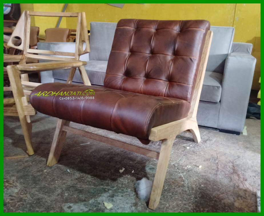 Leather Armchair Minimalis Furniture Kursi Kulit